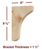 BB-001-M Plain Solid Wood Medium Kitchen Bar Bracket