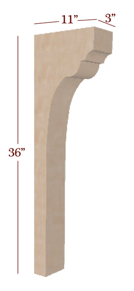3" Providence Trim to Height Low Profile Massive Island Corbel or Hood Corbel