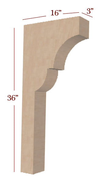 3" Craftsman Trim to Height Massive Island Corbel or Hood Corbel