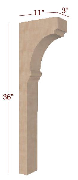 3" Nantucket Trim to Height Low Profile Massive Island Corbel or Hood Corbel