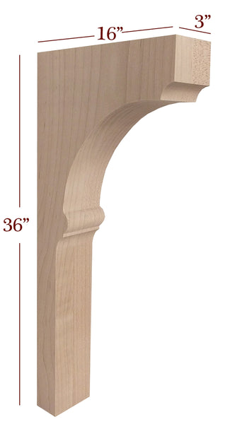 3" Nantucket Trim to Height Massive Island Corbel or Hood Corbel