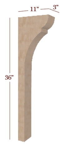 BB-310-TCLP  3" Manchester Trim to Height Low Profile Massive Island Corbel or Hood Corbel