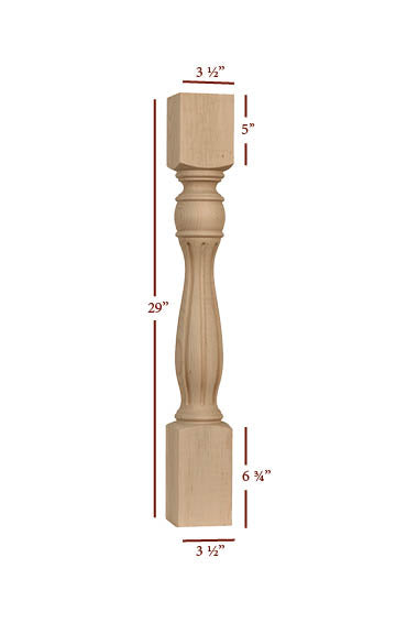 FL20350-29F - Fluted Santa Fe Dining Leg