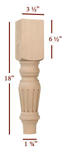 FL2350-18F - Fluted Harvest Coffee Table Leg