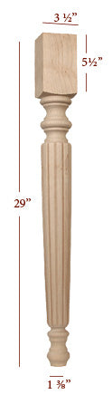 FL4350-29E - Reeded Hamilton Dining Table Leg