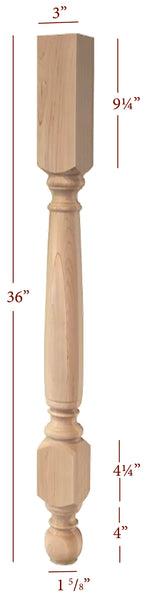 ISL34300P Small Franklin Plain Round Farm Kitchen Island Leg