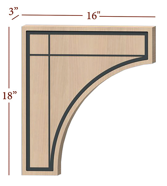 Fast-Snap Hood Corbel with Farmhouse Modern Metal Inlay - 18" x 16" x 3"