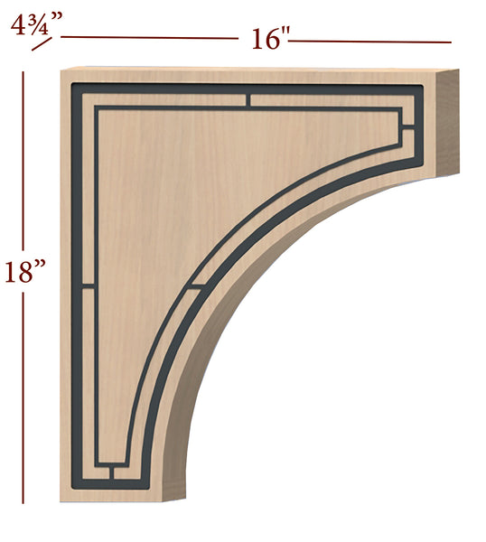 Fast-Snap Hood Corbel with Aztec Metal Inlay - 18" x 16" x 4-3/4"