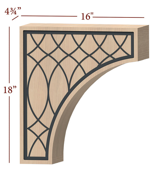 Fast-Snap Hood Corbel with Vesica Metal Inlay - 18" x 16" x 4-3/4"