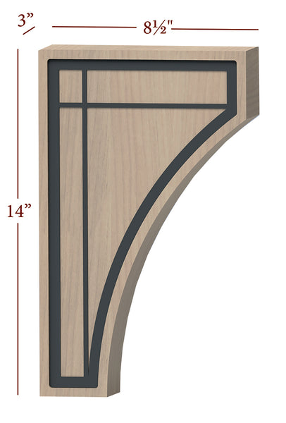 Fast-Snap Large Corbel with Farmhouse Modern Metal Inlay - 14" x 8-1/2" x 3"