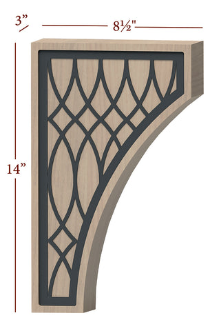 Fast-Snap Large Corbel with Vesica Metal Inlay - 14" x 8-1/2" x 3"