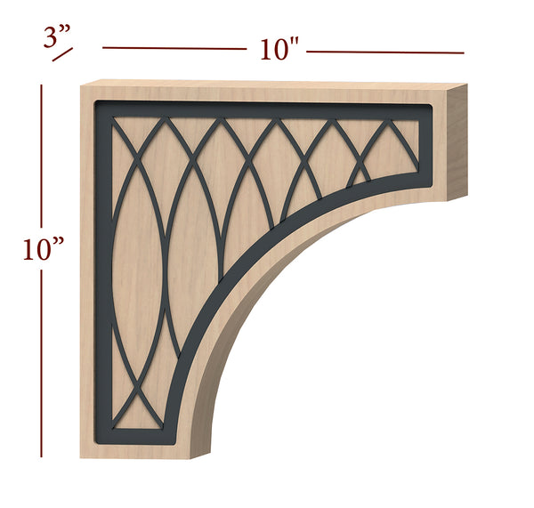 Fast-Snap Overhang Corbel with Eden Metal Inlay - 10" x 10" x 3"