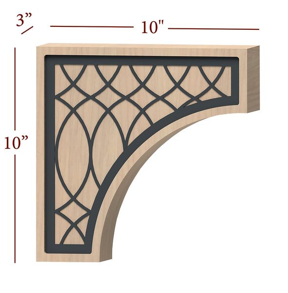 Fast-Snap Overhang Corbel with Vesica Metal Inlay - 10" x 10" x 3"