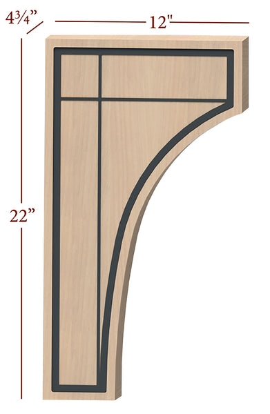 Fast-Snap Extra Large Corbel with Farmhouse Modern Metal Inlay - 22" x 12" x 4-3/4"