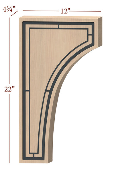 Fast-Snap Extra Large Corbel with Aztec Metal Inlay - 22" x 12" x 4-3/4"