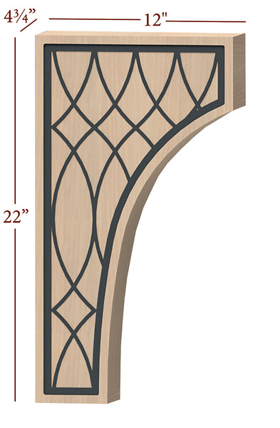 Fast-Snap Extra Large Corbel with Vesica Metal Inlay - 22" x 12" x 4-3/4"