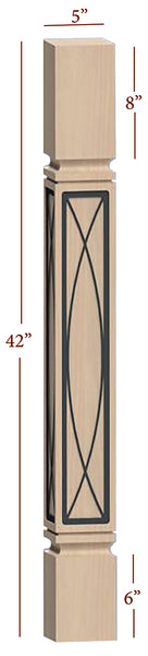 Fast-Snap Mission Bar Post with Eden Metal Inlay - 42" x 5" x 5"
