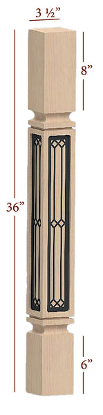 Fast-Snap Mission Island Post with Windsor Metal Inlay - 36" x 3-1/2" x 3-1/2"
