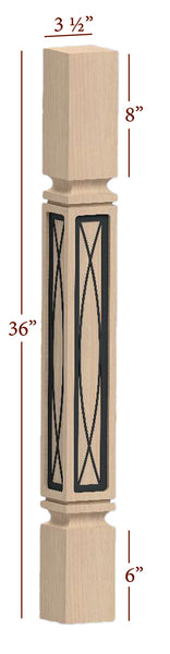 Fast-Snap Mission Island Post with Eden Metal Inlay - 36" x 3-1/2" x 3-1/2"