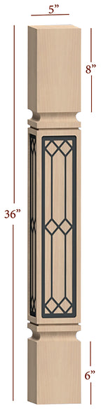 Fast-Snap Mission Island Post with Windsor Metal Inlay - 36" x 5" x 5"