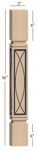 Fast-Snap Mission Island Post with Eden Metal Inlay - 36" x 5" x 5"