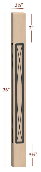 Fast-Snap Skyline Island Post with Eden Metal Inlay - 36" x 3-1/2" x 3-1/2"