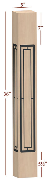 Fast-Snap Skyline Island Post with Aztec Metal Inlay - 36" x 5" x 5"