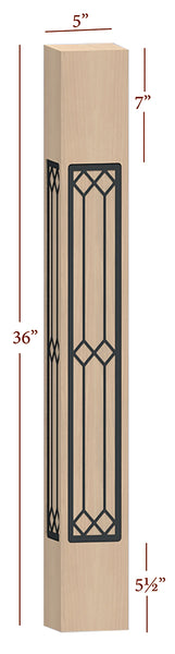 Fast-Snap Skyline Island Post with Windsor Metal Inlay - 36" x 5" x 5"