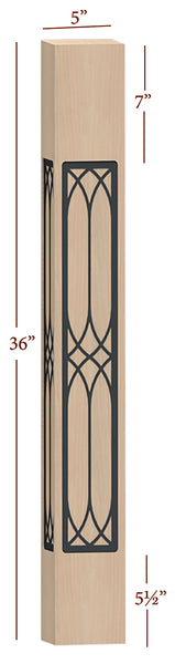 Fast-Snap Skyline Island Post with Cathedral Metal Inlay - 36" x 5" x 5"