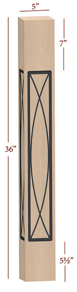 Fast-Snap Skyline Island Post with Eden Metal Inlay - 36" x 5" x 5"