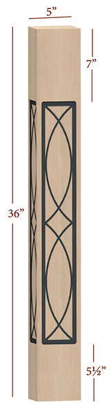 Fast-Snap Skyline Island Post with Vesica Metal Inlay - 36" x 5" x 5"