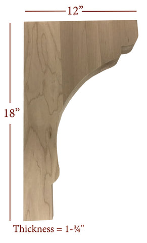 BB-102-BHC Bridge to Hutch Solid Wood Scalloped Bar Bracket