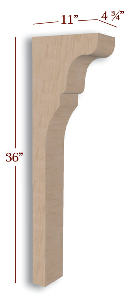 BB-404-TCLP Lexington Trim to Height Low Profile Island Corbel or Hood Corbel