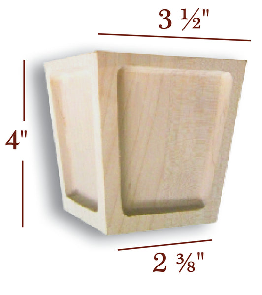 BFS22L - 4" Tall Mission Full Window Cabinet Bun Foot