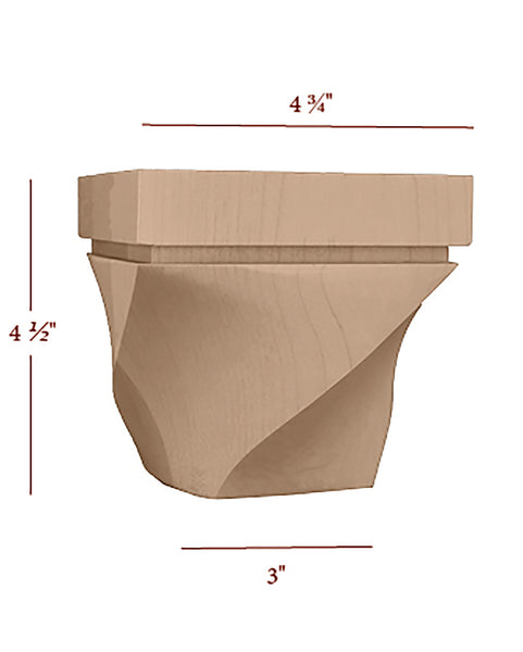 Large Helix Left Twist 4.5" Tall Cabinet Bun Foot