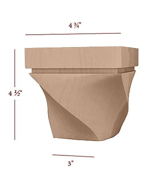 Large Helix Right Twist 4.5" Tall Cabinet Bun Foot
