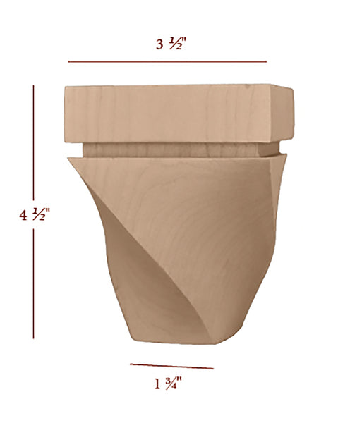 Small Helix Right Twist 4.5" Tall Cabinet Bun Foot