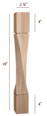 FL64275-18HTW-R - 18" Slender Helix Coffee Table Furniture Leg - Right Twist