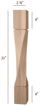 FL64275-21HTW-L - 21" Slender Helix Twist End Table Furniture Leg - Left Twist
