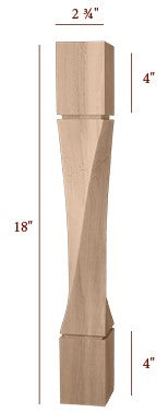 18" Slender Helix Twist Furniture Leg - Left