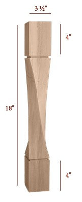 FL64350-18HTW-R - 18" Medium Helix Coffee Table Furniture Leg - Right Twist