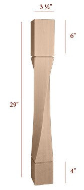 FL64350-29HTW-L - 29" Medium Helix Twist Dining Table Furniture Leg - Left Twist