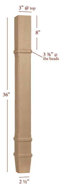 ISL14350CP - Square Contemporary Charleston Kitchen Island Leg