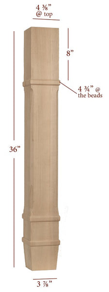 ISL14475CP Massive Charleston Square Plain Contemporary Kitchen Island Leg