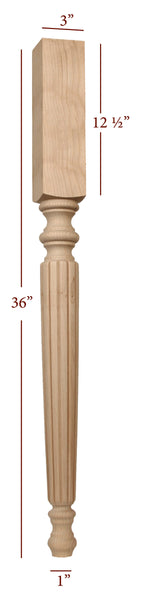 ISL4300E Small Hamilton Reeded Round Kitchen Island Leg