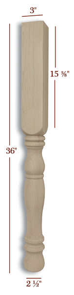 ISL45300P - Small Roanoke Traditional Round Kitchen Island Leg