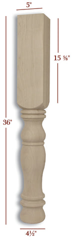 ISL45500P  Roanoke Massive Traditional Plain Kitchen Island Leg