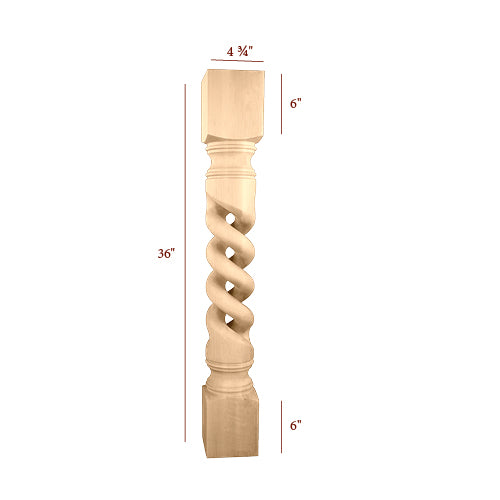 ISL51475-HBT-R Massive Solomon Hollow Open Barley Right Twist Kitchen Island Leg