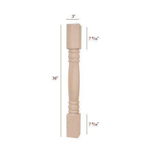 ISL59300P - Small Plain Round Auburn Kitchen Island Leg