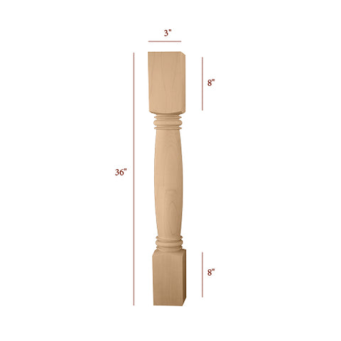 ISL61300P - Small Asheville Round Plain Kitchen Island Leg